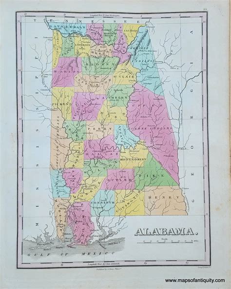 1824 - Alabama. - Antique Map – Maps of Antiquity