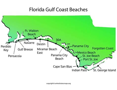 Florida Gulf Coast Beaches Map | Gulf Coast FL Beach Map