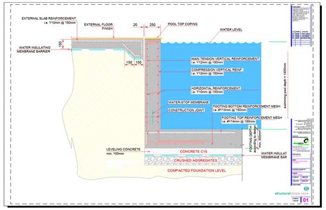 Skimmer Type Swimming Pool Retaining Wall Detail