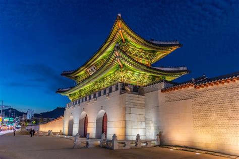 Night View of Gwanghwamun Gate at Seoul, Republic of Korea Stock Image ...