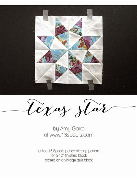 Texas Star Quilt Block - Paper Piecing Pattern — 13 Spools