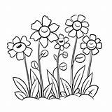 Flower Garden Coloring Page In Black And White Outline Sketch  sketch template