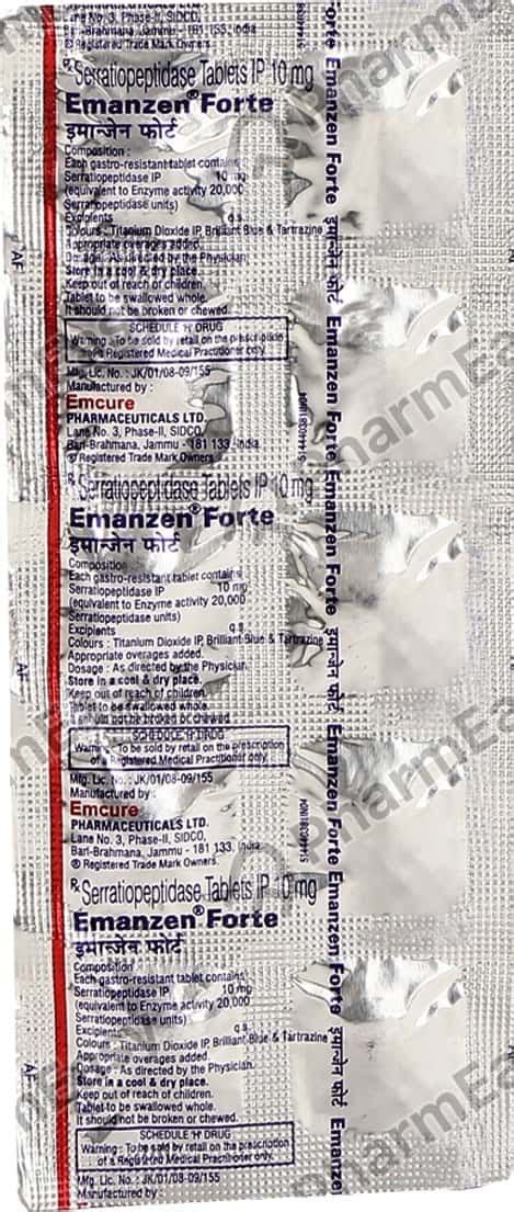 Emanzen Forte 10 MG Tablet (10): Uses, Side Effects, Price & Dosage | PharmEasy