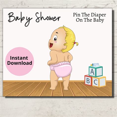 Girl Baby Shower Games/pin the Diaper on the Baby Game/pink - Etsy