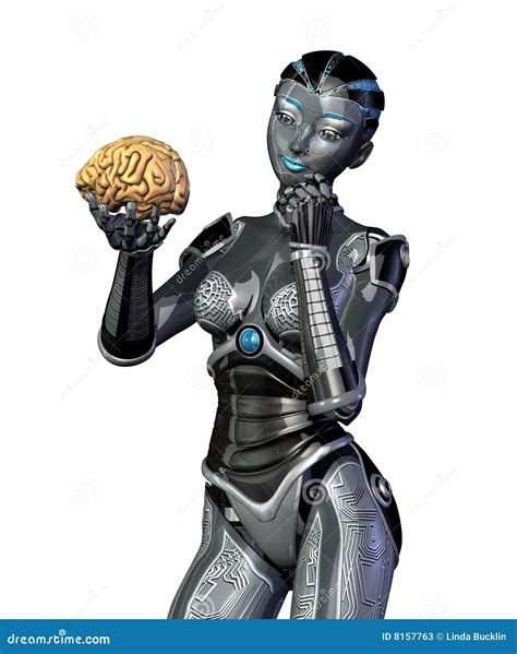 Robot Examines A Human Brain Stock Illustration - Image: 8157763