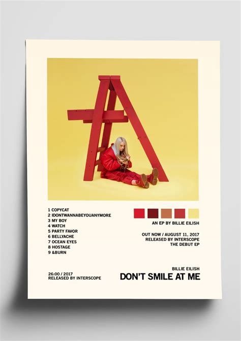 Billie Eilish 'Don't Smile At Me' Album Tracklist Poster in 2022 | Music poster, Online posters ...