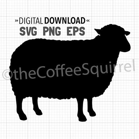 Sheep Silhouette Digital Download SVG File EPS PNG Files Black Sheep Farm Animal Cricut Cutting ...