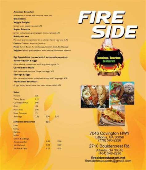 Menu | Fireside Restaurants