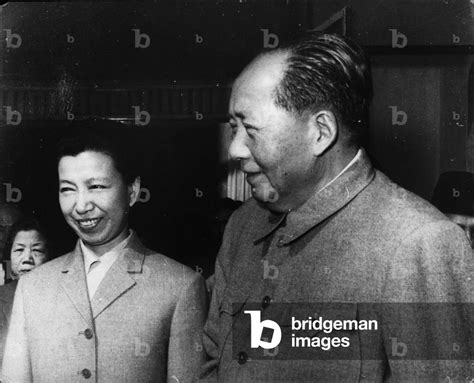 1960 portrait of Chinese politician Mao Tse Tung (Mao Zedong or TSE-tung) and his wife Jiang Qing