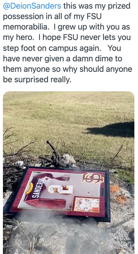 Angry FSU Fan Burns Framed And Autographed Deion Sanders Jersey