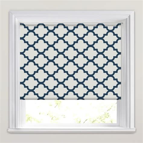 Luxury Cream & Navy Blue Traditional Patterned Roller Blinds