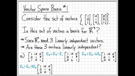 Linear Algebra Example Problems - Vector Space Basis Example #1 - YouTube