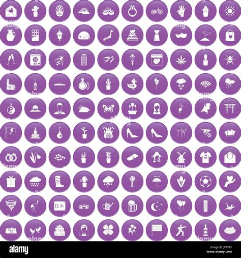 100 flowers icons set purple Stock Vector Image & Art - Alamy