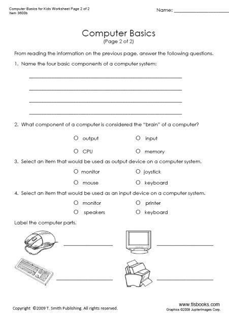 Computer Worksheets for Grade 3