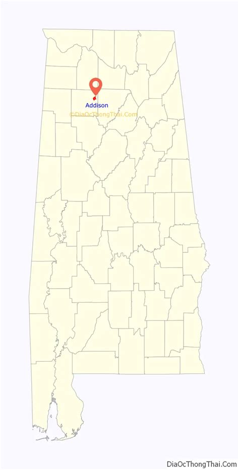 Map of Addison town, Alabama - Thong Thai Real