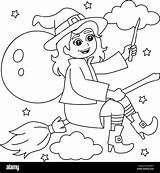 Witches On Broomsticks Coloring Pages sketch template