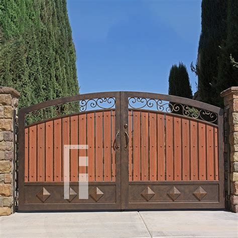 Iron & Wood Double Gate with Headers | Wood gate, Gate design, House gate design