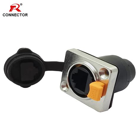 RJ45 Waterproof Connector Female Panel Mount Sockets RJ45 Ethernet Connector IP65 Straight RJ45 ...