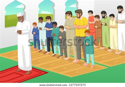 Vector Illustration Muslims Praying Mosque Stock Vector (Royalty Free) 1277347273 | Shutterstock