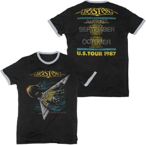 Boston Vintage Concert T-shirt - Third Stage U.S. Tour 1987 | Men's Black & White Ringer ...