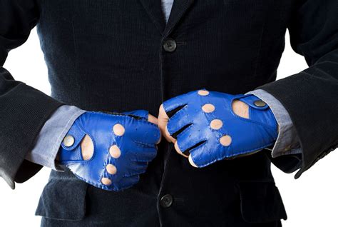 Men's Electric Blue Fingerless Leather Driving Gloves | Driving gloves, Leather driving gloves ...