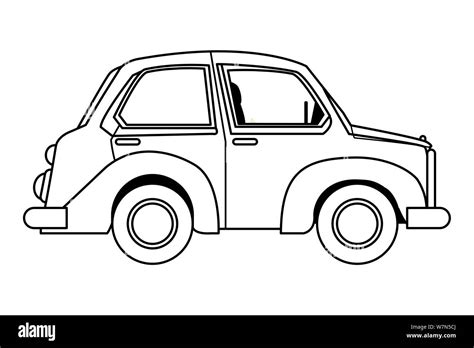 Vintage classic car sideview cartoon in black and white Stock Vector ...