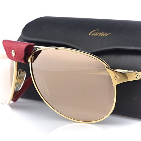 CARTIER Santos Dumont Aviator Sunglasses Gold 487834 | FASHIONPHILE