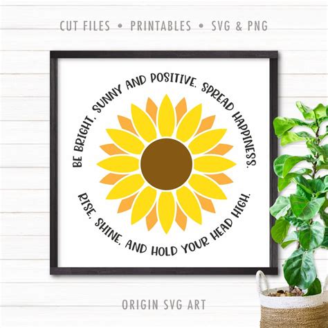 Sunflower Quotes SVG, Be Bright, Sunny And Positive – Origin SVG Art