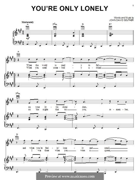 You're Only Lonely by J.D. Souther - sheet music on MusicaNeo