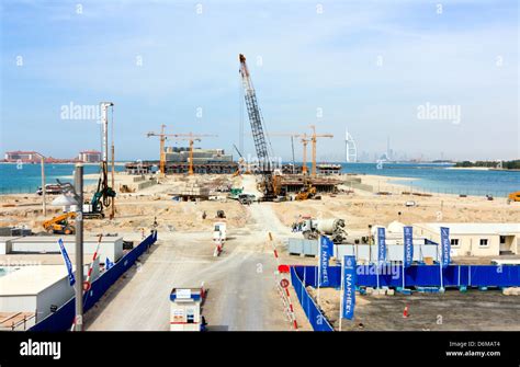 Civil Construction Activities on The Palm Jumeirah Artificial Island, Dubai, United Arab ...