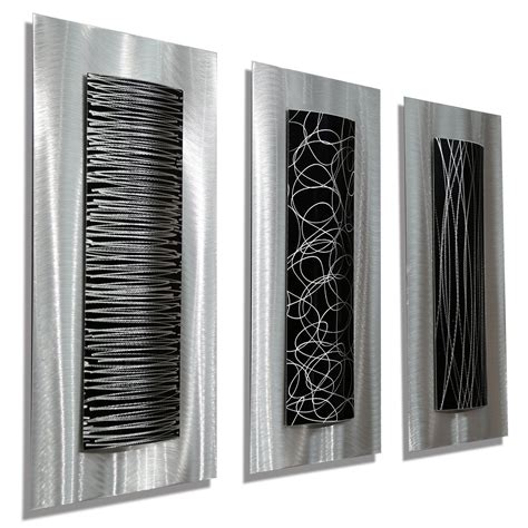 Silver & Black Metal Wall Art, Modern Metal Art, Abstract Art, Wall ...