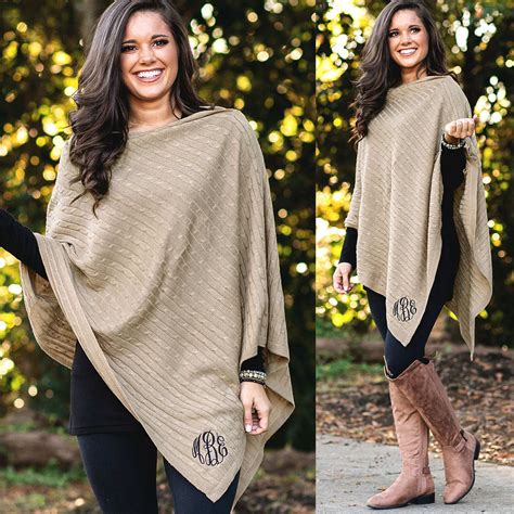 Monogrammed Poncho Sweater Wrap — Marleylilly