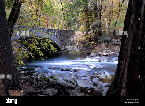 Pohono Bridge, Mersed River, Yosemite National Park, California Stock ...