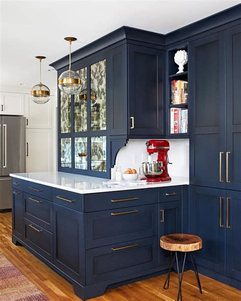 Blue-kitchen-The-Elmwood-series-Polo-Blue-Dusk-cabinet-color - Interiors By Color