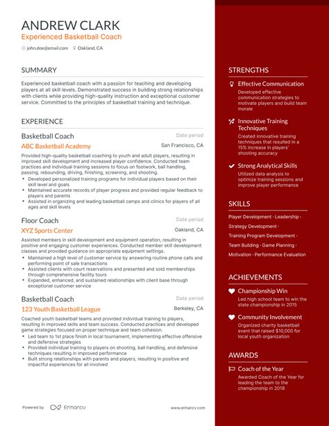 5 Basketball Coach Resume Examples & Guide for 2023