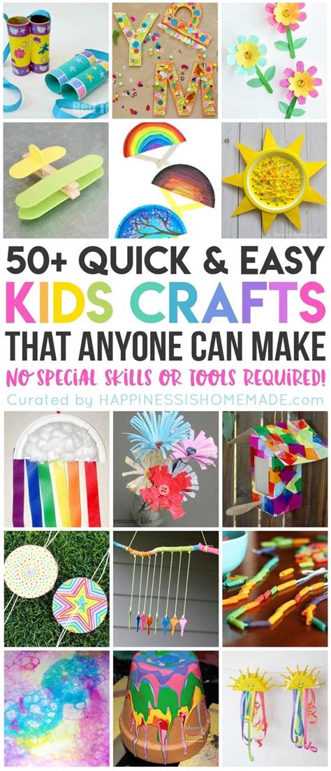 These 50+ quick and easy kids crafts can be made in under 30 minutes using items that you proba ...