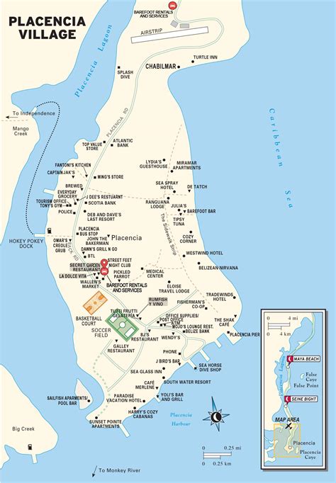 Placencia Belize map - Map of placencia village Belize (Central America - Americas)