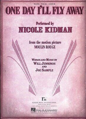 NICOLE KIDMAN ONE DAY I'LL FLY AWAY SHEET MUSIC MOULIN ROUGE PIANO ...