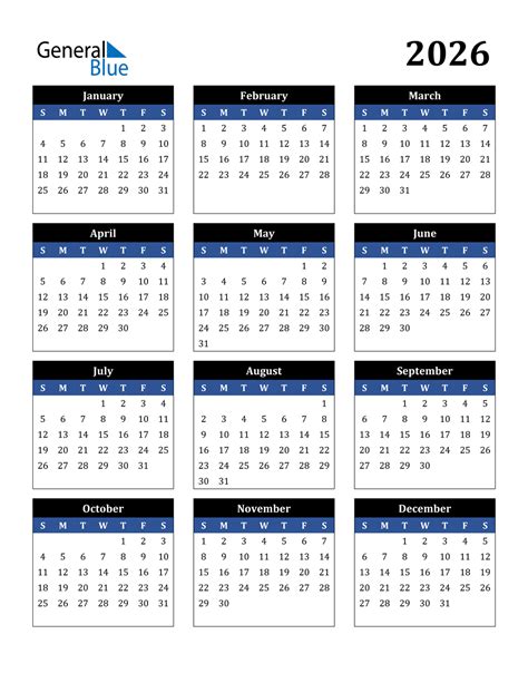 2026 Calendar (PDF, Word, Excel)