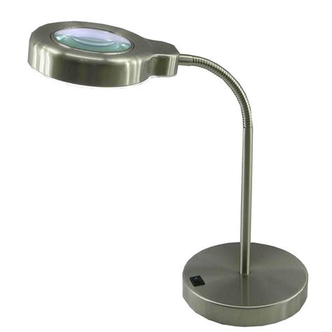 Normande Lighting 15 in. Brushed Steel Fluorescent Magnifier Desk Lamp-HS3-1506A - The Home Depot
