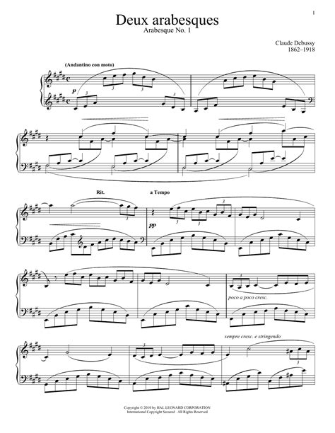 Claude Debussy "Arabesque No. 1" Sheet Music Notes | Download Printable PDF Score 104409