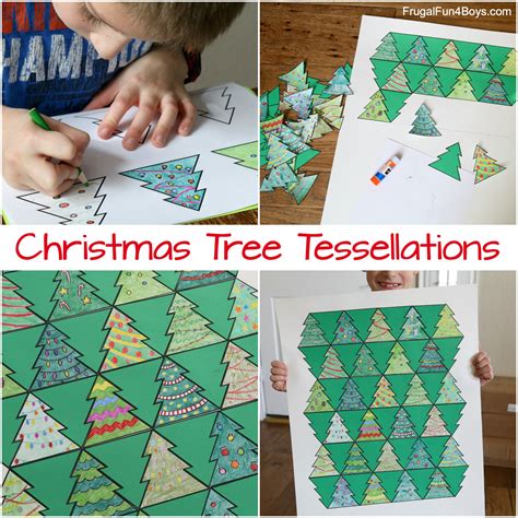 Collaborative Art with Christmas Tree Tessellations - Frugal Fun For Boys and Girls