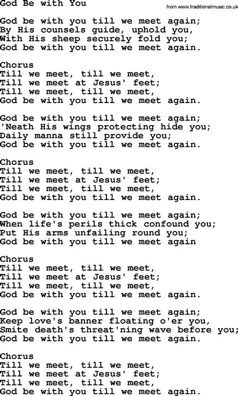 Baptist Hymnal, Christian Song: God Be With You- lyrics with PDF for printing