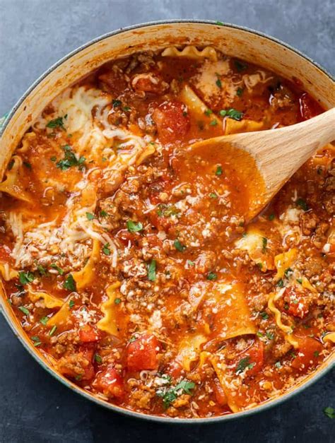 This hearty Lasagna Soup recipe is easy to make on the Stove Top or the Crock Pot. Serve it with ...