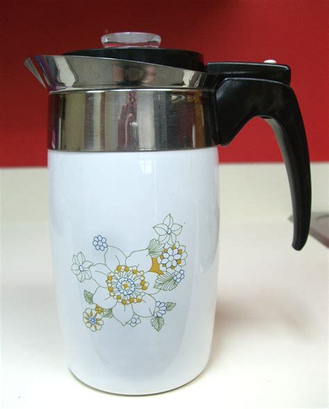 Corning Ware Floral Bouquet Electric Coffee Pot Percolator Six Cup Corningware Works NO Cord Vintage