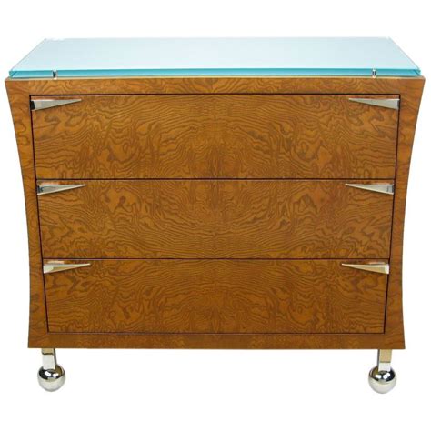 Memphis-Style Three-Drawer Ash Commode With Glass Top USA Circa 1982 This extremely modern three ...