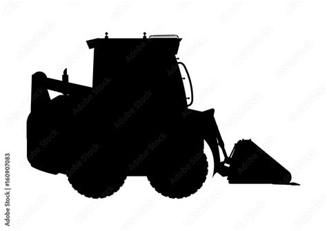 Skid steer loader silhouette. Flat vector. Stock Vector | Adobe Stock