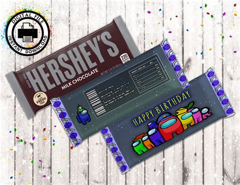 Among Us Chocolate Wrappers DIGITAL Candy Bar WrapperAmong | Etsy