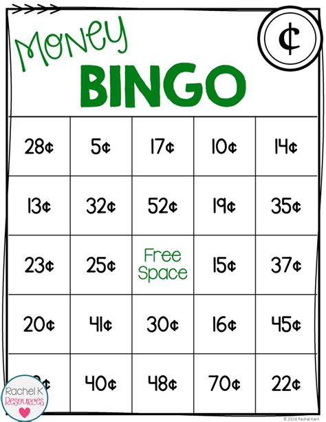 Awesome Money Bingo Printable Coloring Pages For Playgroup