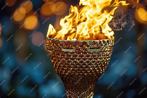 Premium AI Image | The olympic games 2024 in PAris The Olympic Games flame is burning close up ...